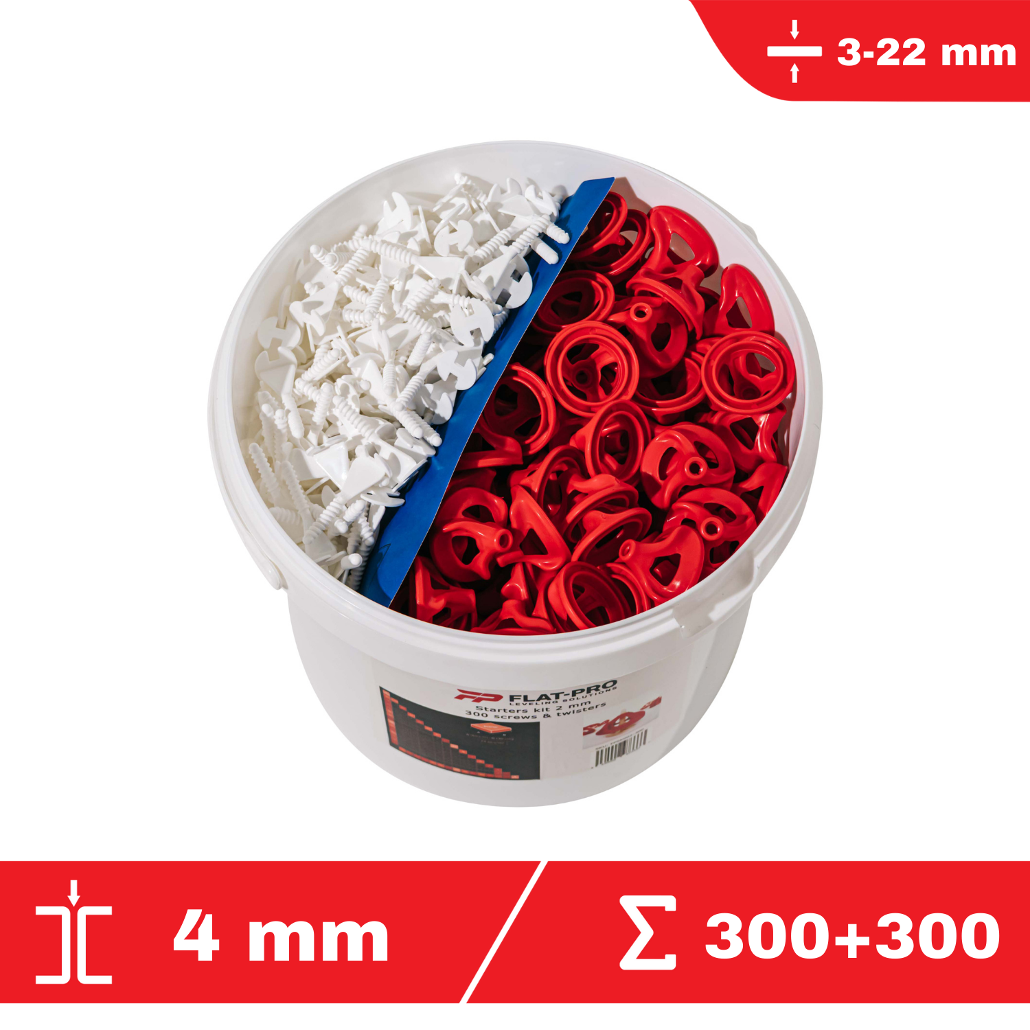 TWIST IT Kit 4 Mm 300 Croisillons Autonivelants 300 Cadrans FLAT