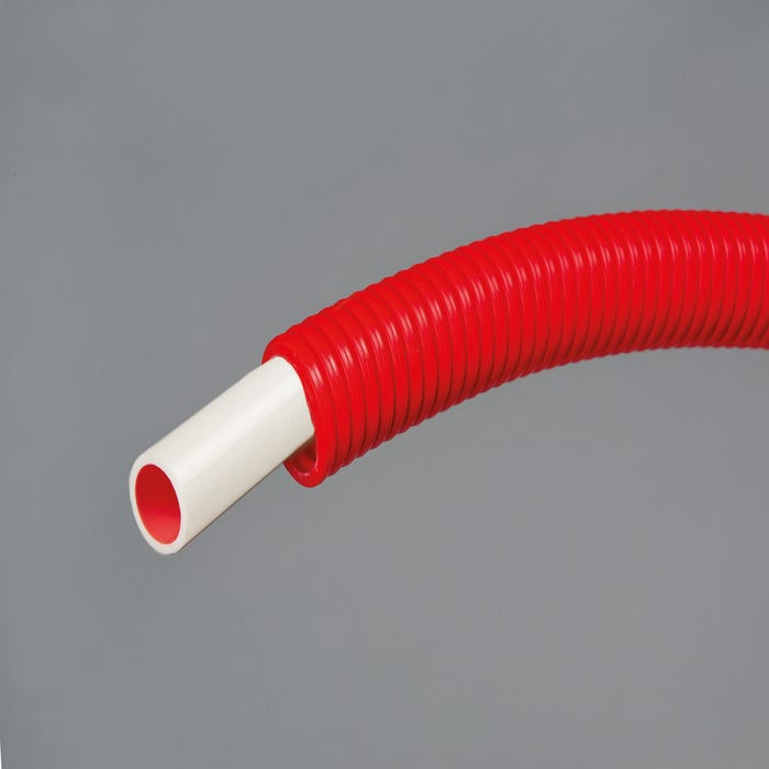 Tube PER gainé rouge Diam.12 mm en couronne Long.25 m - CALINEO PE-RT
