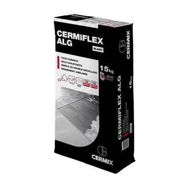 Colle carrelage en poudre blanc C2S1ET pour sol et mur intérieur & extérieur 15 kg - Cermiflex alg CERMIX