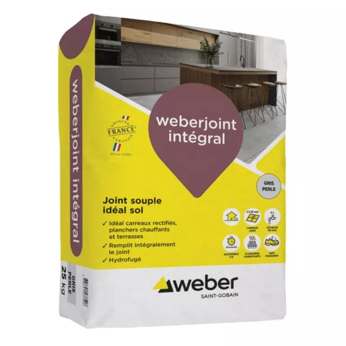 Joint en poudre Weber.joint Integral Gris ciment, sac de 25kg - WEBER