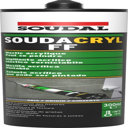 Mastic de rebouchage Soudacryl FF acrylique gris 300 ml - SOUDAL