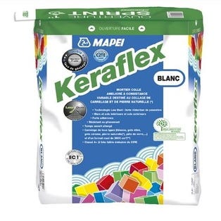 Colle carrelage en poudre blanc C2ET pour sol intérieur & extérieur et mur intérieur 5 kg - Keraflex MAPEI