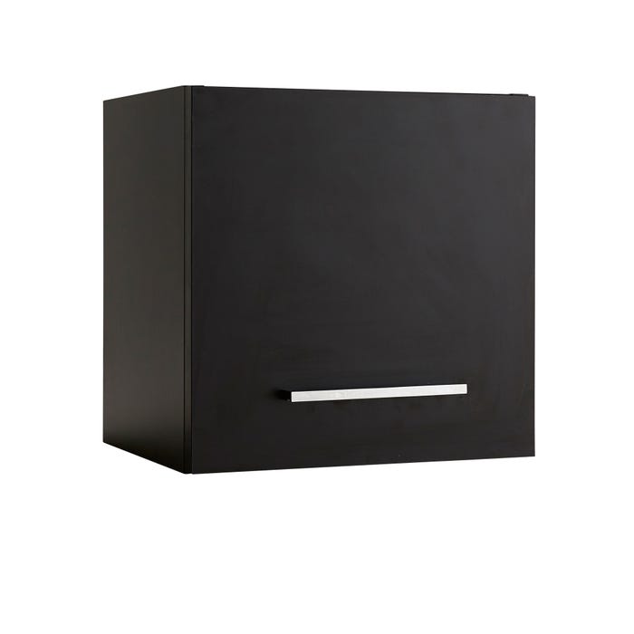 Cube de salle de bain suspendu 1 porte noir mat l.30 x P.24,10 x H.30 cm - MALIKA