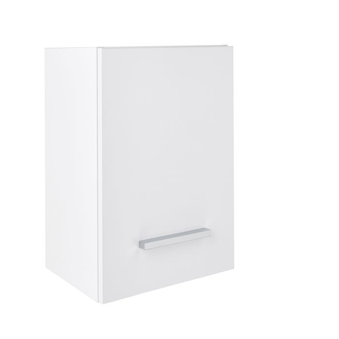 Cube de salle de bain suspendu 1 porte aspect blanc brillant l.30 x P.24,10 x H.30 cm - MALIKA
