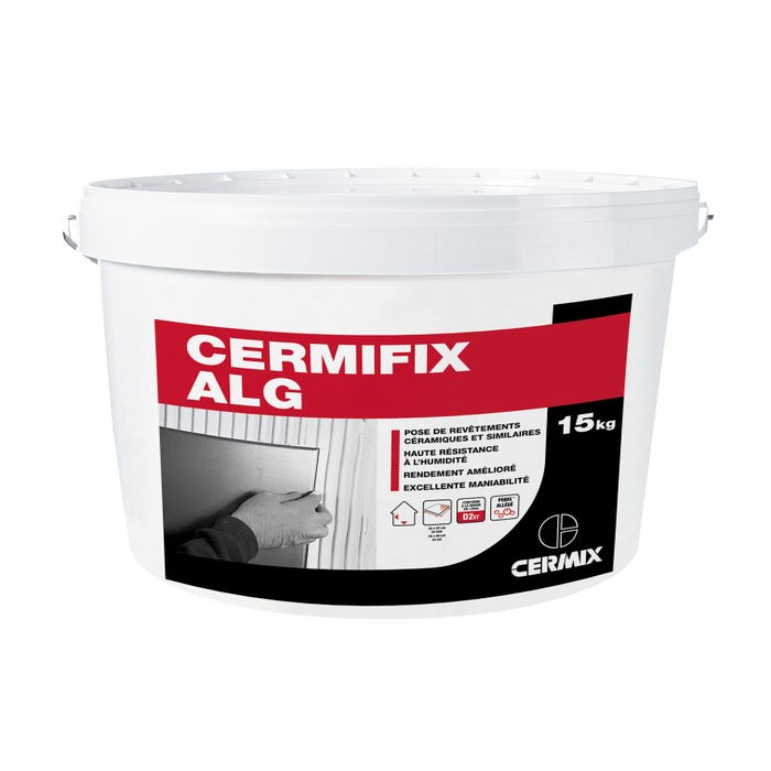 Colle carrelage en pâte blanc D2ET pour sol et mur intérieur 15 kg - Cermifix alg CERMIX