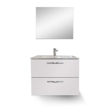 Meuble sous vasque suspendu 2 tiroirs blanc l.60 x P.45 x H.50 cm - LINEO
