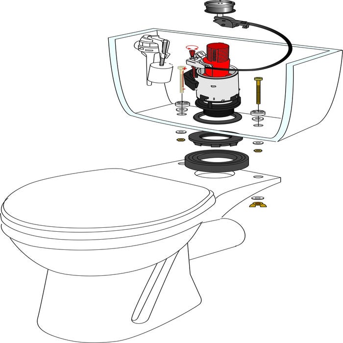 Mécanisme WC double chasse à câble MV² - WIRQUIN PRO