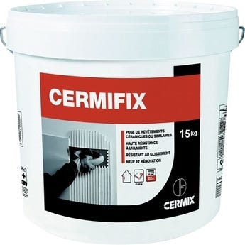 Colle carrelage en pâte blanc D2ET pour mur intérieur 15 kg - Cermifix CERMIX