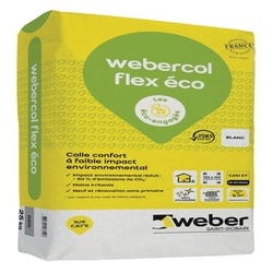 Colle carrelage en poudre blanc C2S1ET pour sol intérieur & extérieur et mur intérieur 25 kg - Webercol flex eco WEBER