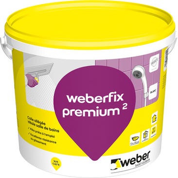 Colle carrelage en pâte blanc D2ET pour mur intérieur & extérieur 17 kg - Weberfix premium² WEBER
