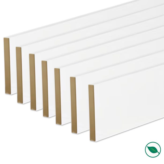 Pack de 7 plinthes bord carré MDF revêtues blanc 2200 x 120 x 12 mm PEFC 70%