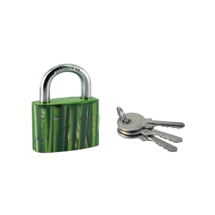 THIRARD - Cadenas à clé Green Idea Bambou, acier, intérieur, anse acier, 30mm, 2 clés