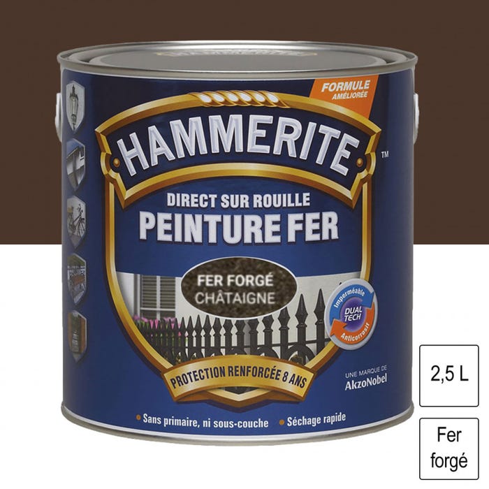 Peinture fer Direct sur Rouille Chataigne forgé 2,5L HAMMERITE