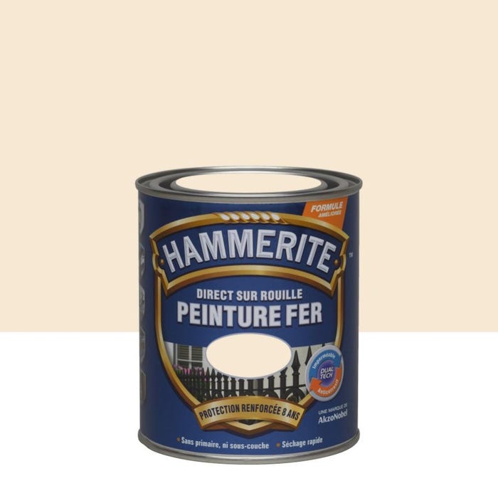 Peinture fer extérieur Direct sur rouille HAMMERITE blanc cassé brillant 0.75 l