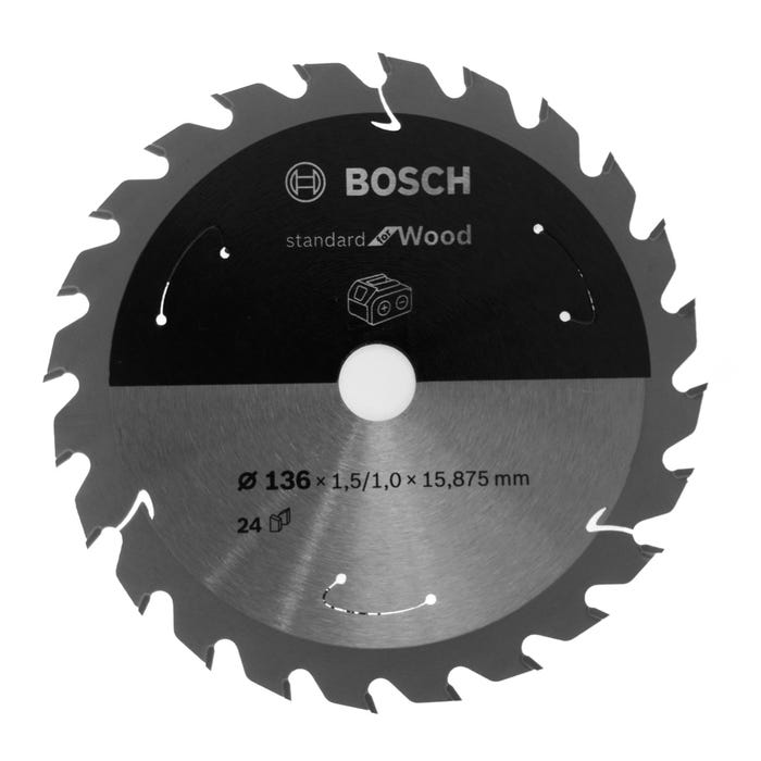 Bosch Lame de scie circulaire Standard pour bois 136 x 1,5 x 16 mm - 24 dents ( 2608837667 )
