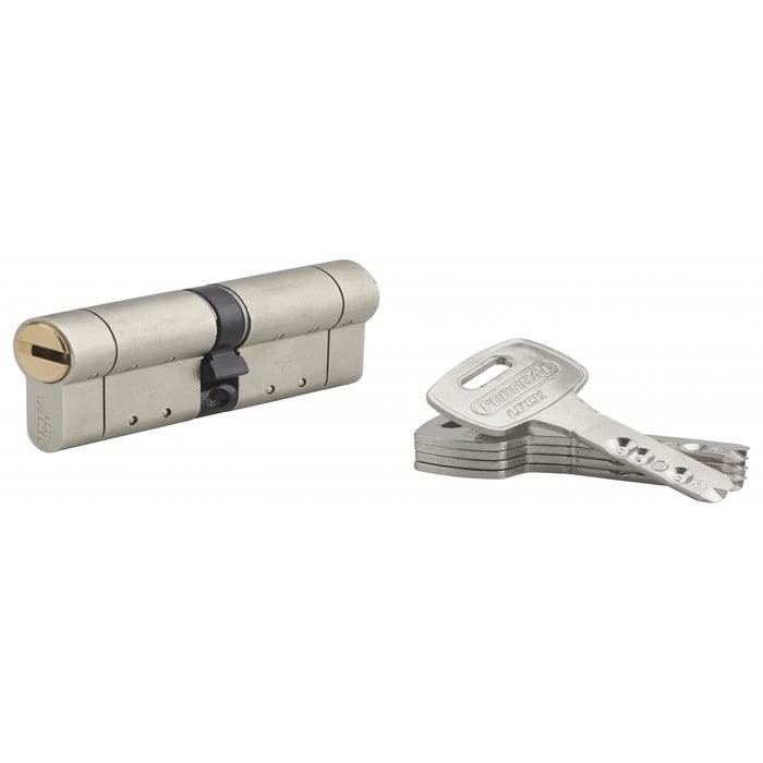 THIRARD - Cylindre de serrure double entrée Federal S, 40x40mm, nickel, anti-arrachement, anti-perçage, 5 clés