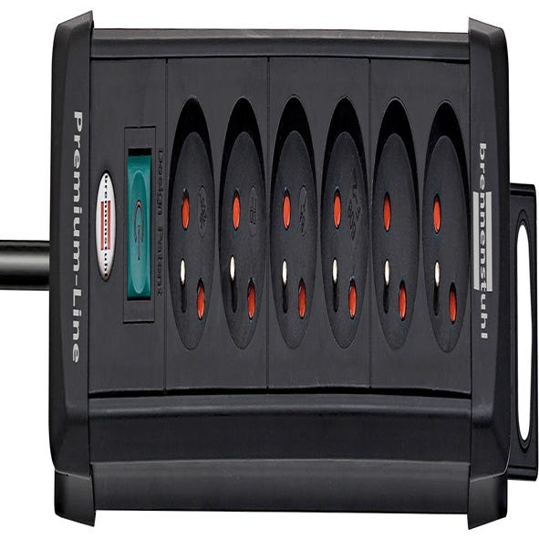Multiprise avec interrupteur Premium-Plus Noire 3m de câble H05VV-F 3G1.5