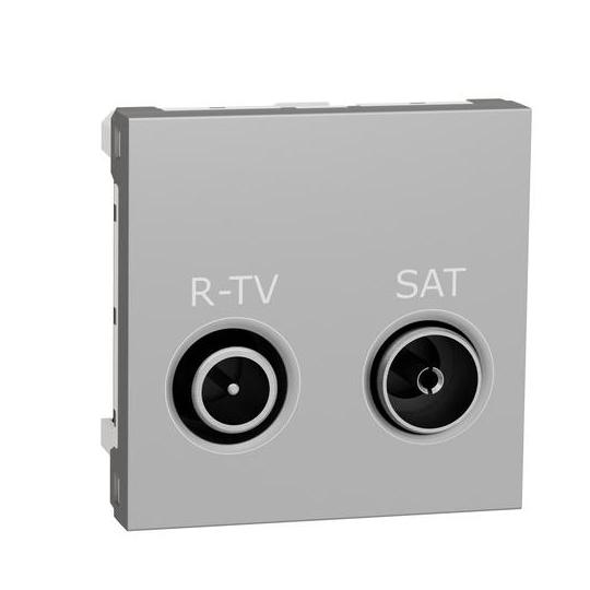 Prise R-TV / SAT Unica - 2 modules - Aluminium