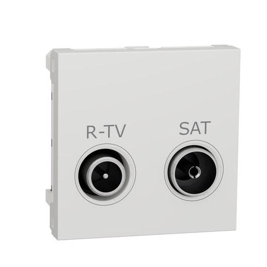 Prise R-TV / SAT Unica - 2 modules - Blanc