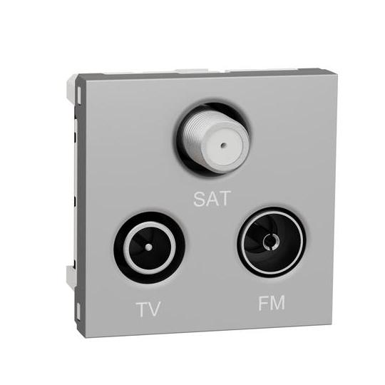 Prise TV / FM / SAT Unica - 2 modules - Aluminium
