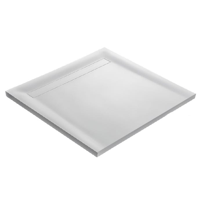 Receveur de douche blanc 90 x 90 cm en résine solid surface - grille caniveau