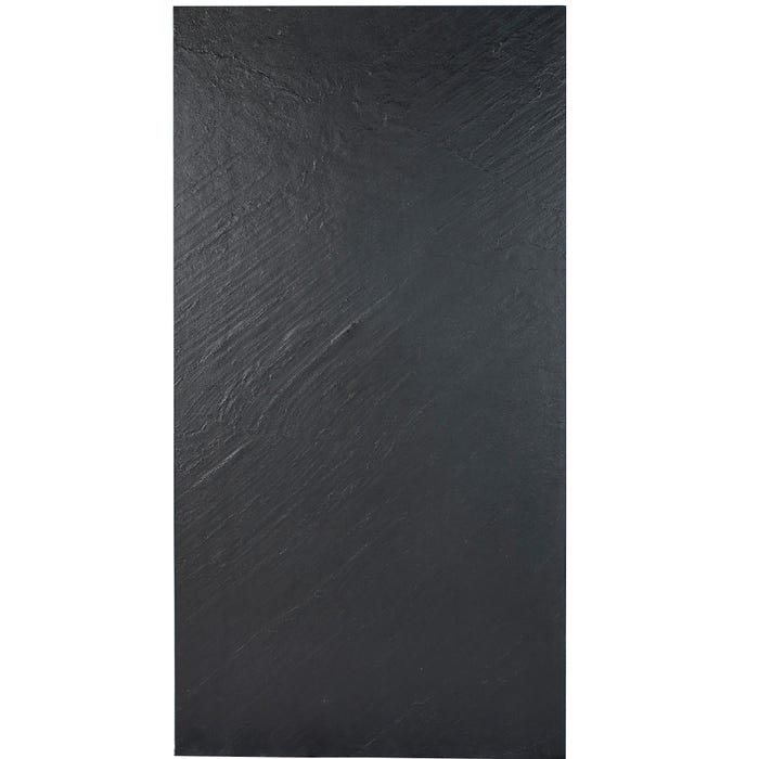 Panneau d'habillage mural de douche 200 x 100 cm en pierre naturelle graphite noir