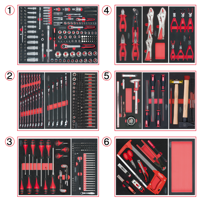 KSTOOLS - Composition d'outils 6 tiroirs pour servante, 455 pièces - 714.0452