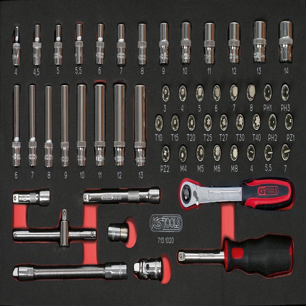 KSTOOLS - Composition d'outils 5 tiroirs pour servante, 311 pièces - 714.0311