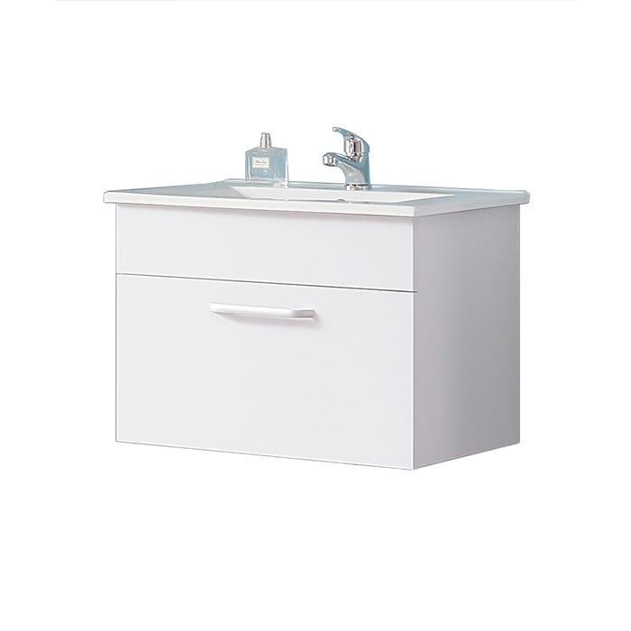 Aica Ensemble meuble bois clair et vasque 60cm meuble de salle de bain meuble sur pieds 1 tiroir