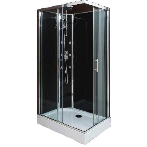 Ondée - Cabine de douche réversible accès d'angle porte coulissante verre transparent 110x80 - SELIA Ayor