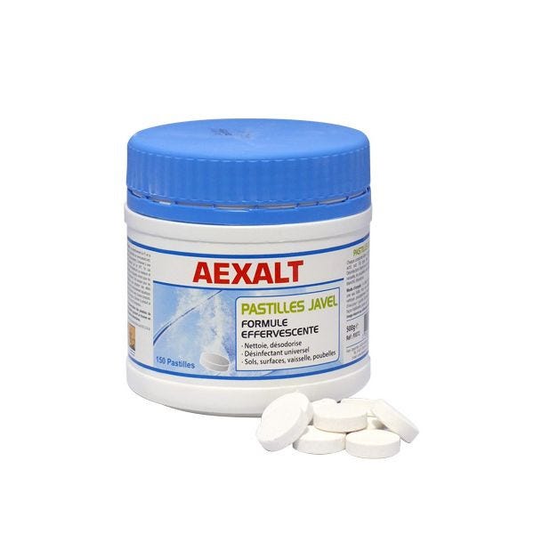Boîte de 150 désinfectants universel chloré 500 g PASTILLES JAVEL Aexalt