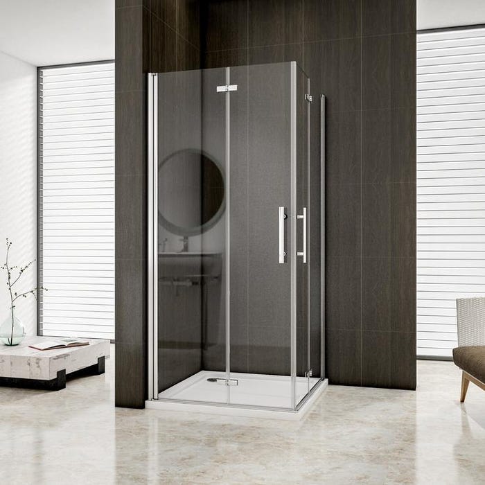 Aica Cabine De Douche 100x80x185cm Verre Anticalcaire Porte Pliante Et Pivotante