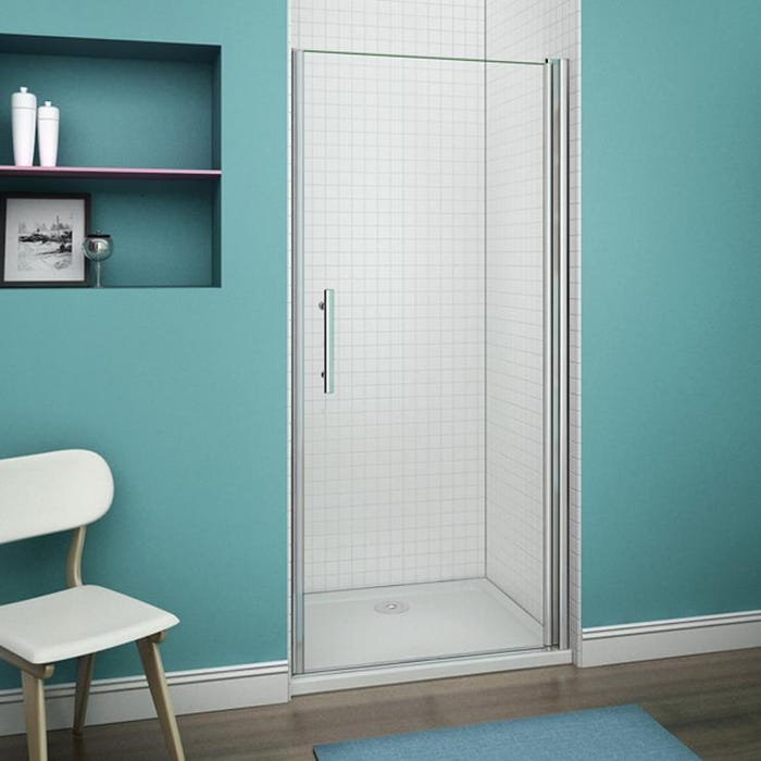 Aica 90x187cm Porte Pivotante Porte De Douche Paroi De Douche En Niche Verre Anticalcaire