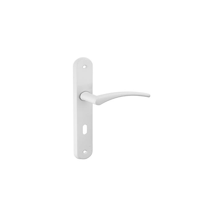 THIRARD - Ensemble de poignées pour porte intérieure Hebe trou de clé, carré 7mm, entr'axes 165mm, laqué blanc