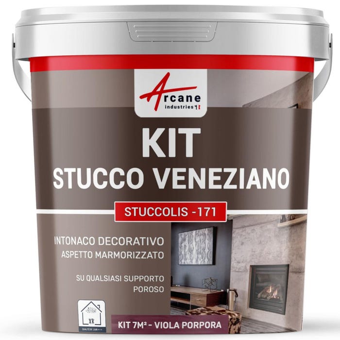 stuc venitien enduit stucco spatulable décoratif - KIT STUCCOLIS Violet Pourpre - kit jusqu'à 7 m² - ARCANE INDUSTRIES