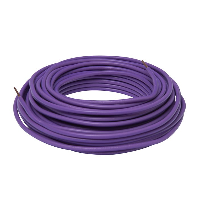Fil d'alimentation électrique HO7V-U 1,5mm² Violet - 10m - Zenitech