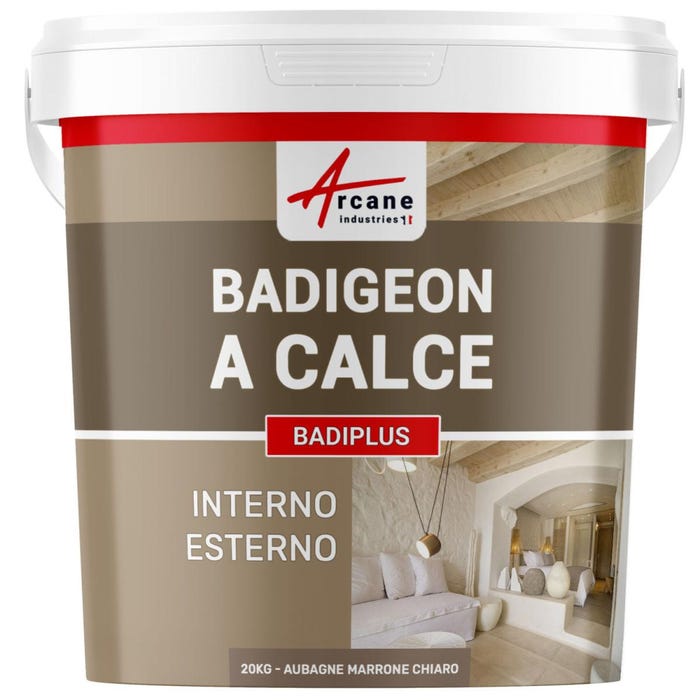 Badigeon à la chaux intérieur extérieur - BADIPLUS - 20 kg (jusqu'à 100 m²) - Aubagne - Brun Clair - ARCANE INDUSTRIES