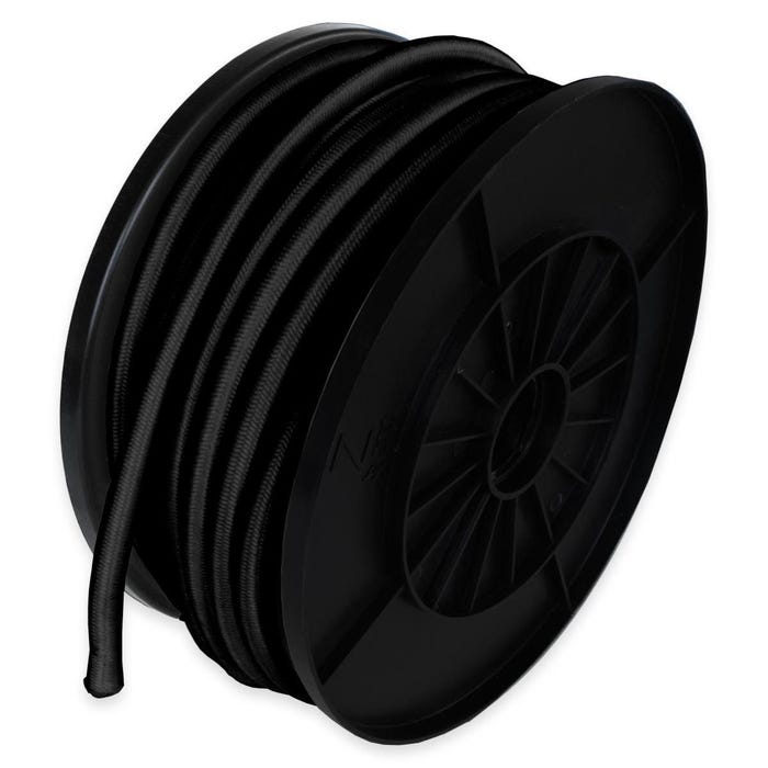 Sandow élastique Noir 25 mètres - Qualité PRO TECPLAST 9SW - Tendeur pour bâche de diamètre 9 mm