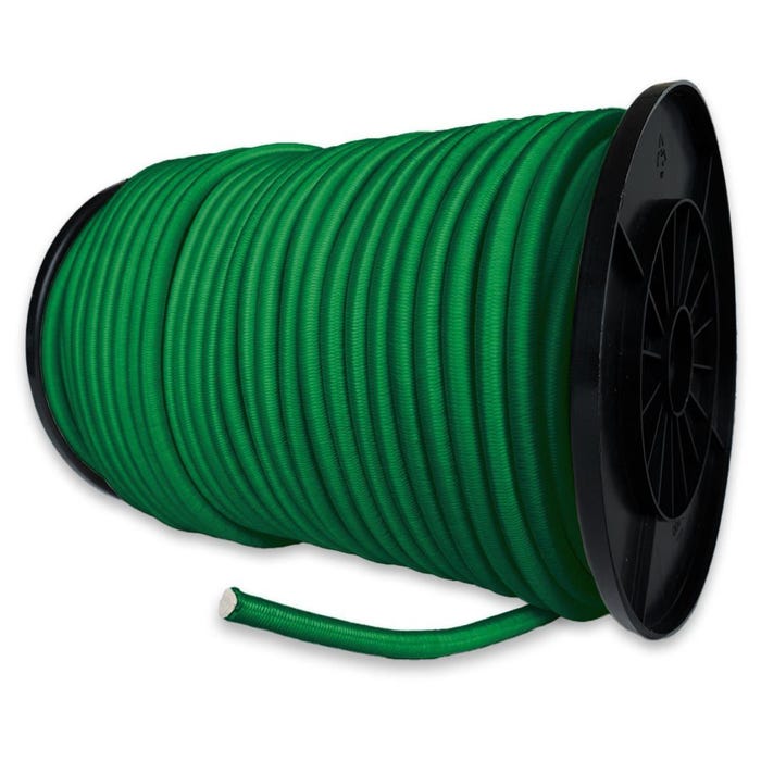 Sandow élastique Vert 100 mètres - Qualité PRO TECPLAST 9SW - Tendeur pour bâche de diamètre 9 mm