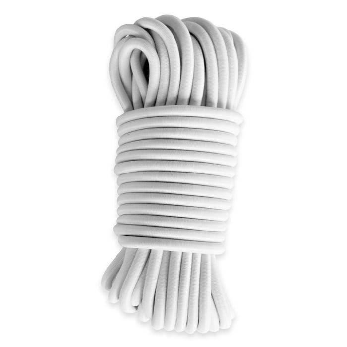 Sandow élastique Blanc 20 mètres - Qualité PRO TECPLAST 9SW - Tendeur pour bâche de diamètre 9 mm