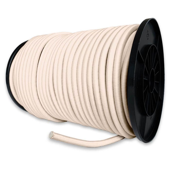 Sandow élastique Ivoire 100 mètres - Qualité PRO TECPLAST 9SW - Tendeur pour bâche de diamètre 9 mm