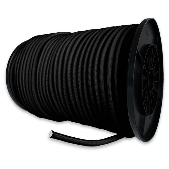 Sandow élastique Noir 100 mètres - Qualité PRO TECPLAST 9SW - Tendeur pour bâche de diamètre 9 mm