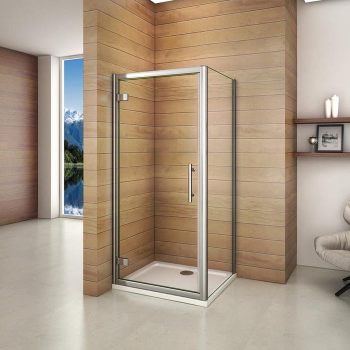 Aica cabine de douche pivotante 90x70cm avec paroi de douche en verre sécurit clair hauteur 185cm