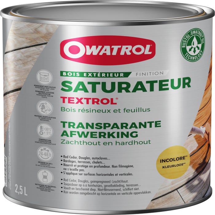 Saturateur extérieur bois résineux / Autoclaves Owatrol TEXTROL® Incolore (ow20) 2.5 litres