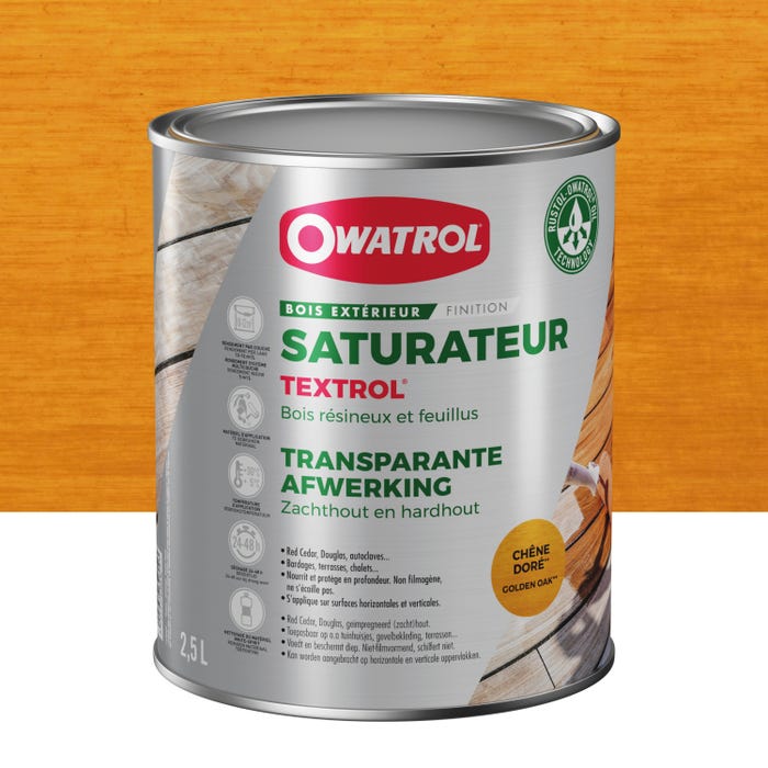 Saturateur extérieur bois résineux / Autoclaves Owatrol TEXTROL® Chêne doré (ow11) 2.5 litres