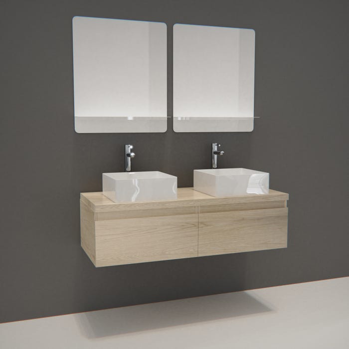 Meuble de salle de bain avec 2 vasques et 2 miroirs WILL