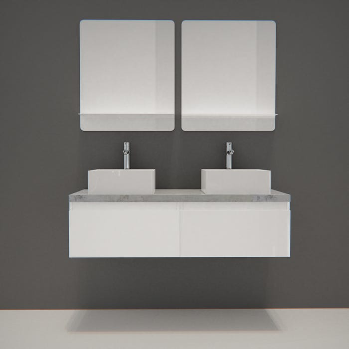 Meuble de salle de bain avec 2 vasques et 2 miroirs WILL
