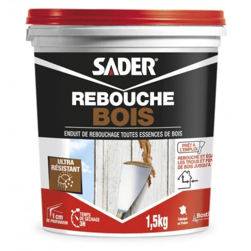 Enduit rebouchage spécial bois trou fente pâte 1.5kg SADER