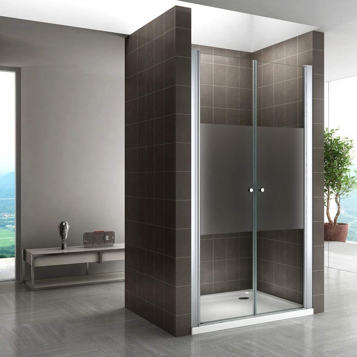 GINA Porte de douche H 180 cm largeur réglable 80 à 84 cm verre semi-opaque