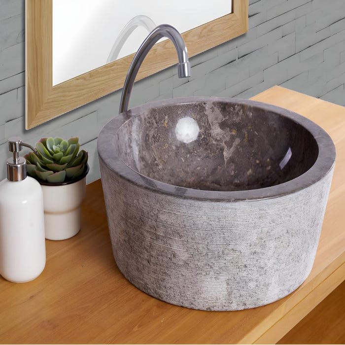 Vasque de salle de bain en marbre VOLCA - Couleur grise